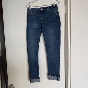 Zara Blue Womens Jeans with Cuffed Pearl Hem - Brand: